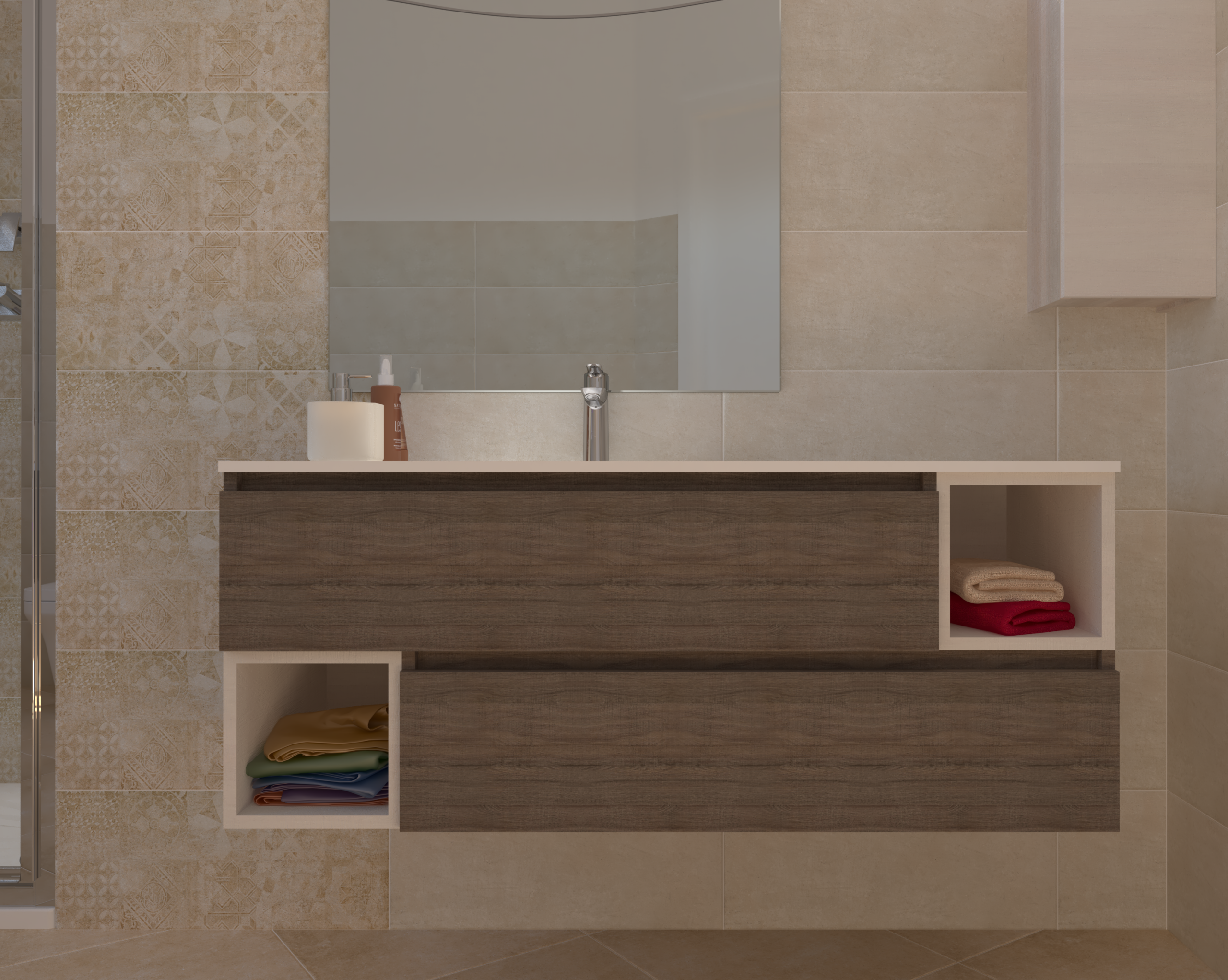 Pavimento e Rivestimento Bagno Moderno Beige