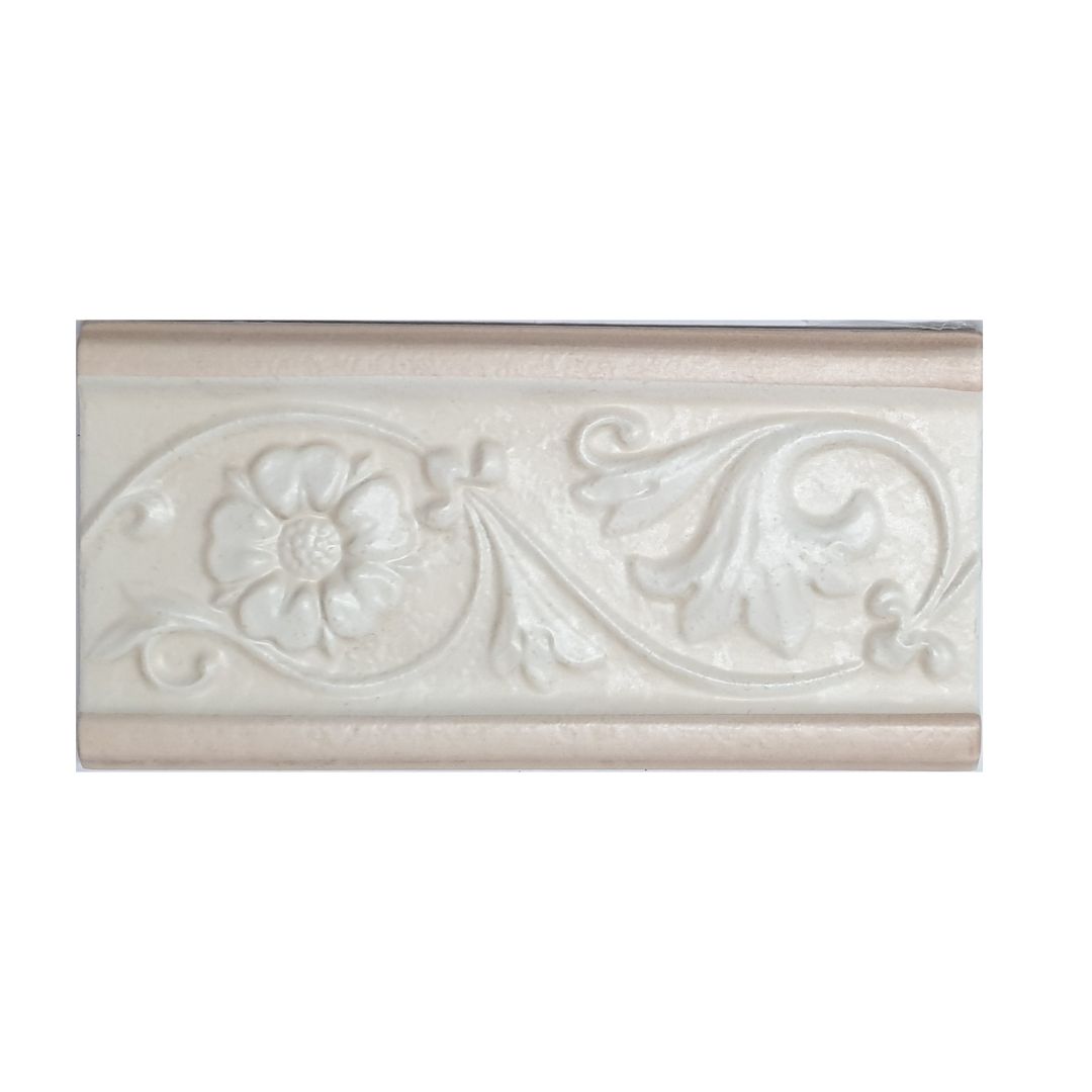 Listello 10x20 cm venere avorio bordo con rilievo per rivestimento bagno e cucina interno