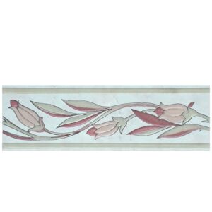 Listello Campanule Rosa 6.5×20 cm Ceramica Smaltata